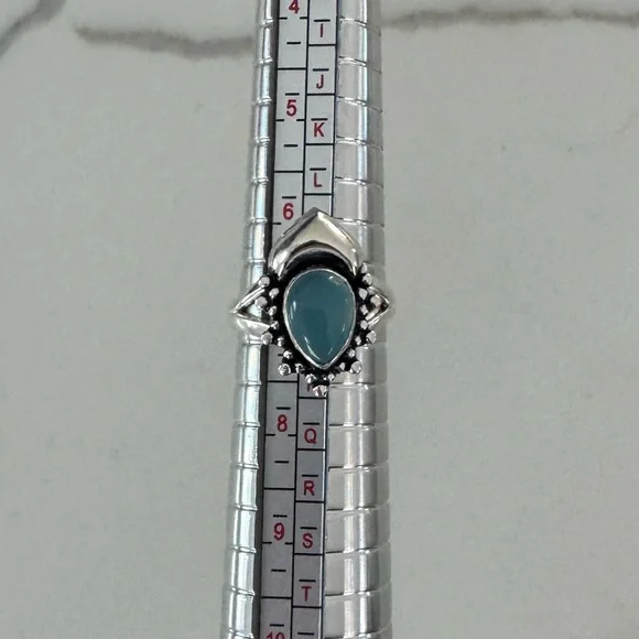 NWOT Sundance Falconer Ring, Blue Chalcedony, Sterling Silver
